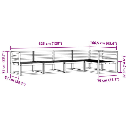 Utomhussoffset 5 pcs Vit 325 x 166,5 x 73 cm Massivt Akaciaträ
