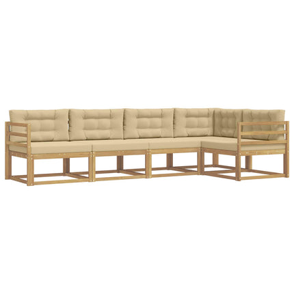 Utomhussoffset med kudde 4 pcs Vit och Beige Polyester