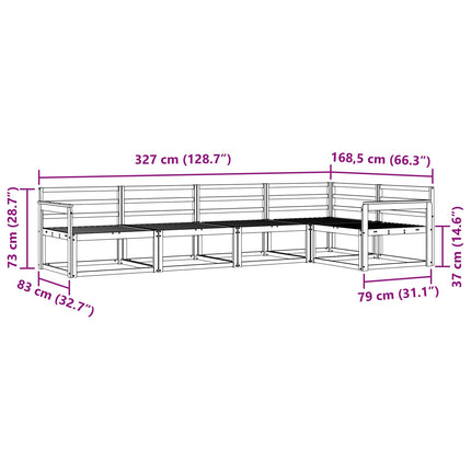Utomhussoffset 5 pcs Vit 327 x 168,5 x 73 cm Massivt Akaciaträ