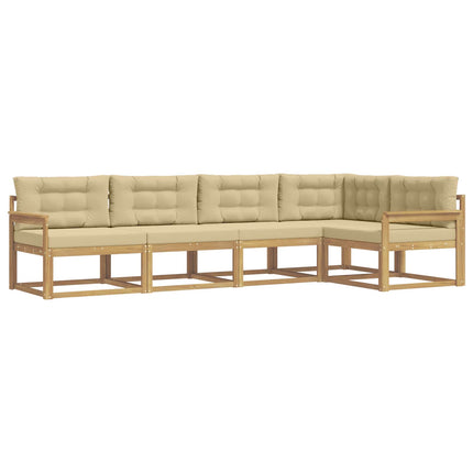 Utomhussoffset med kudde 4 pcs Vit och Beige Polyester