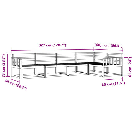 Utomhussoffset 5 pcs Vit 327 x 168,5 x 73 cm Massivt Akaciaträ