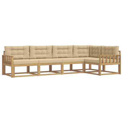 Utomhussoffset med kudde 4 pcs Vit och Beige Polyester
