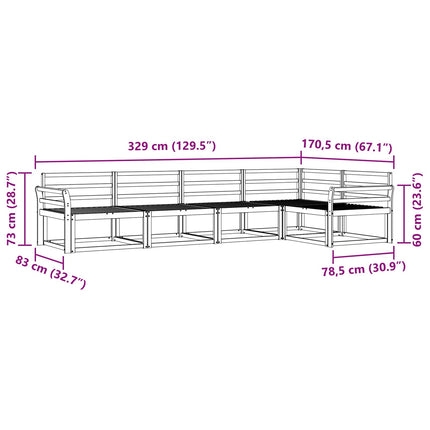 Utomhussoffset 5 pcs Vit 329 x 170,5 x 73 cm Massivt Akaciaträ