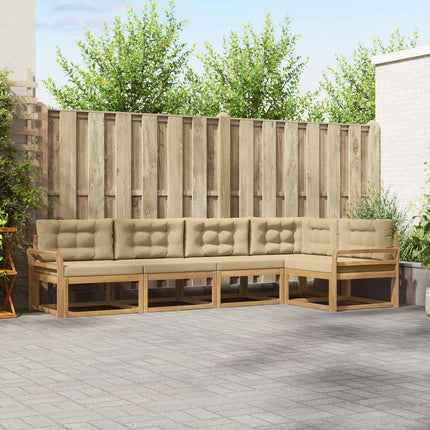 Utomhussoffset med kudde 4 pcs Vit och Beige Polyester