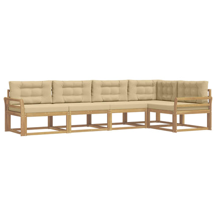 Utomhussoffset med kudde 4 pcs Vit och Beige Polyester
