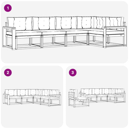 Utomhussoffset med kudde 4 pcs Vit och grädde Polyester