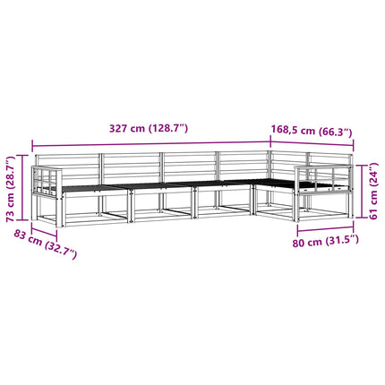 Utomhussoffset 5 pcs Vit 327 x 168,5 x 73 cm Massivt Akaciaträ