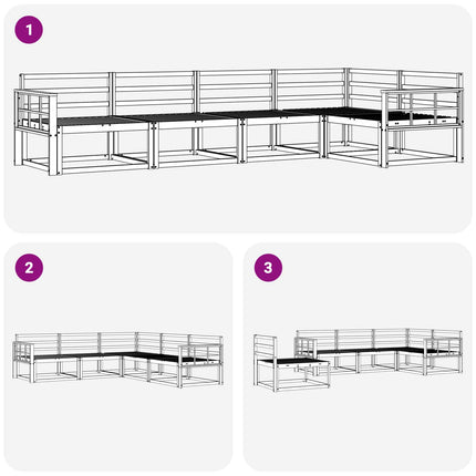 Utomhussoffset 5 pcs Vit 327 x 168,5 x 73 cm Massivt Akaciaträ