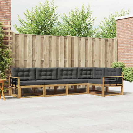 Utomhussoffset med kudde 4 pcs Vit och antracit Polyester