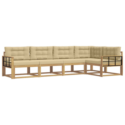 Utomhussoffset 4 st Vit och Beige Polyester