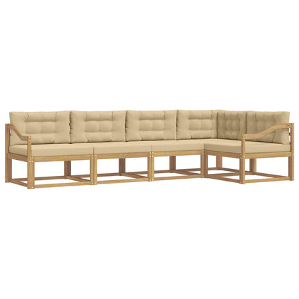 Utomhussoffset med kudde 4 pcs Vit och Beige Polyester
