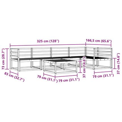 Utomhussoffset 6 pcs Vit 79 x 79 x 37 cm Massivt Akaciaträ