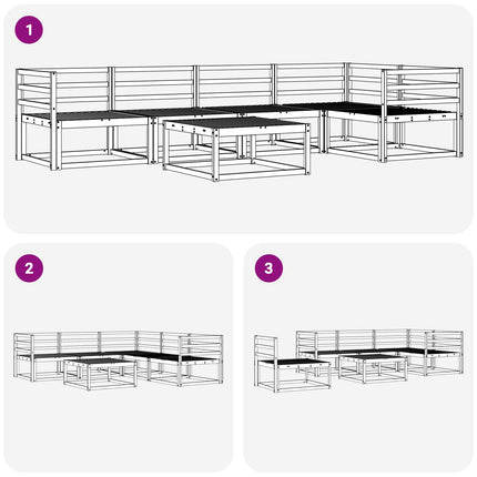 Utomhussoffset 6 pcs Vit 79 x 79 x 37 cm Massivt Akaciaträ