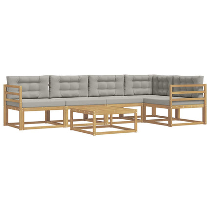 Utomhussoffset 6 pcs Vit och ljusgrå 79 x 79 x 37 cm Polyester