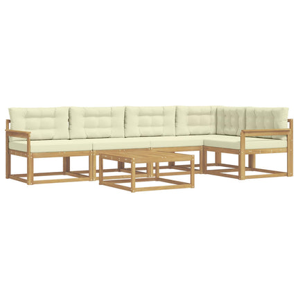 Utomhussoffset 6 pcs Vit och grädde 79 x 79 x 37 cm Polyester