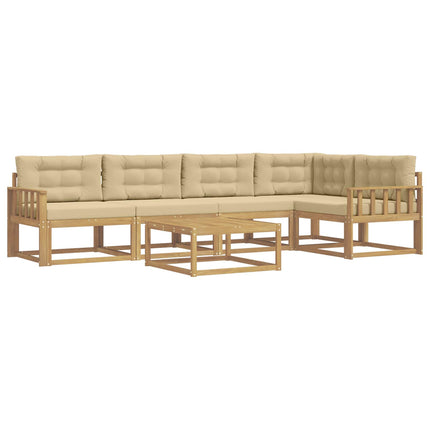Utomhussoffset 6 pcs Vit och Beige 79 x 79 x 37 cm Polyester