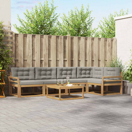 Utomhussoffset 6 pcs Vit och ljusgrå 79 x 79 x 37 cm Polyester