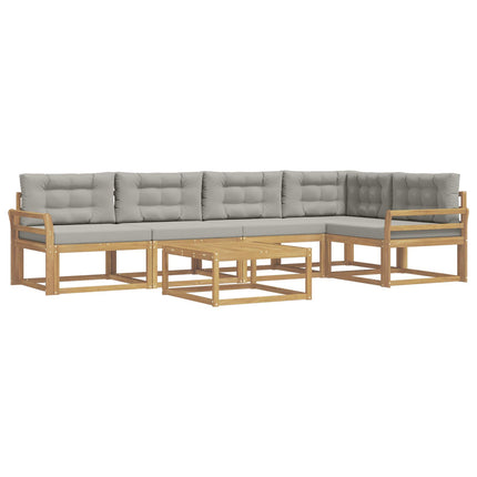 Utomhussoffset 6 pcs Vit och ljusgrå 79 x 79 x 37 cm Polyester
