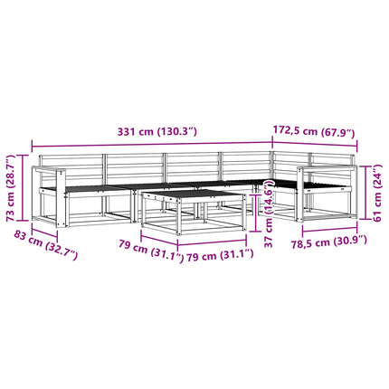 Utomhussoffset 6 pcs Vit 79 x 79 x 37 cm Massivt Akaciaträ