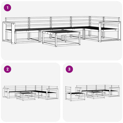 Utomhussoffset 6 pcs Vit 79 x 79 x 37 cm Massivt Akaciaträ