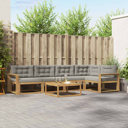 Utomhussoffset 6 pcs Vit och ljusgrå 79 x 79 x 37 cm Polyester