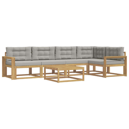 Utomhussoffset 6 pcs Vit och ljusgrå 79 x 79 x 37 cm Polyester