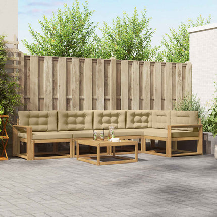 Utomhussoffset 6 pcs Vit och Beige 79 x 79 x 37 cm Polyester