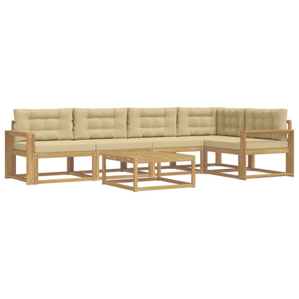 Utomhussoffset 6 st Vit och Beige Polyester