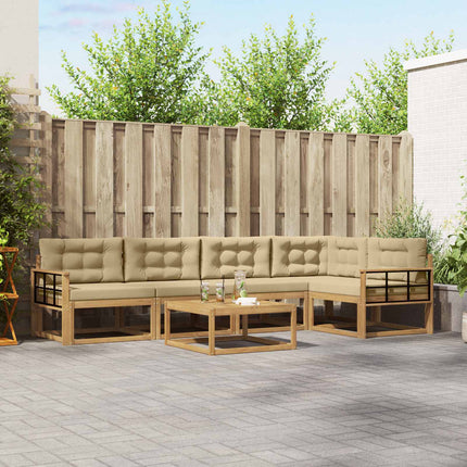 Utomhussoffset 6 pcs Vit och Beige 79 x 79 x 37 cm Polyester