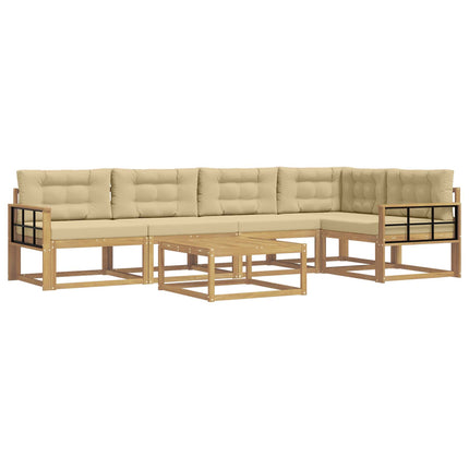 Utomhussoffset 6 pcs Vit och Beige 79 x 79 x 37 cm Polyester