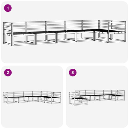 Utomhussoffset 6 pcs Vit 404 x 166,5 x 73 cm Massivt Akaciaträ