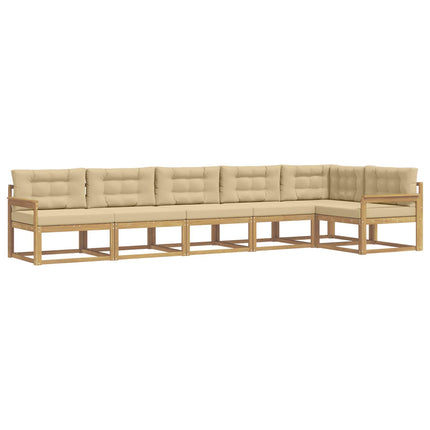 Utomhussoffset 4 st Vit och Beige Polyester