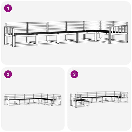 Utomhussoffset 6 pcs Vit 406 x 168,5 x 73 cm Massivt Akaciaträ