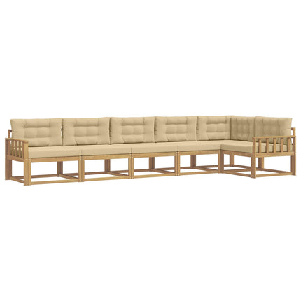 Utomhussoffset med kudde 4 pcs Vit och Beige Polyester