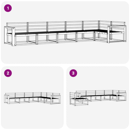 Utomhussoffset 6 pcs Vit 410 x 172,5 x 73 cm Massivt Akaciaträ