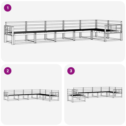 Utomhussoffset 6 pcs Vit 406 x 168,5 x 73 cm Massivt Akaciaträ