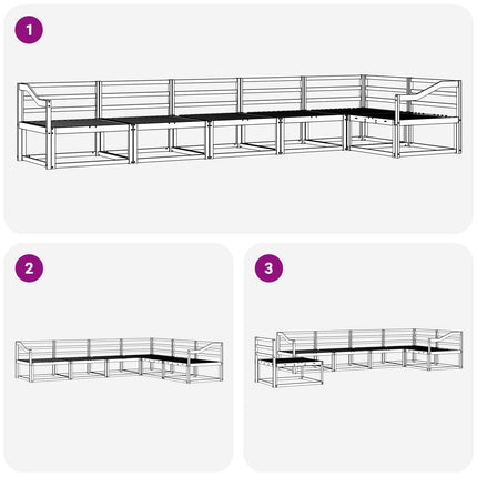 Utomhussoffset 6 pcs Vit 404 x 166,5 x 73 cm Massivt Akaciaträ