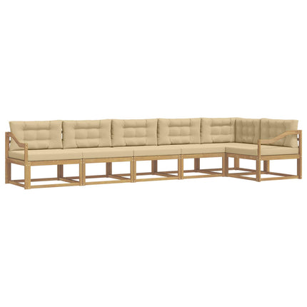 Utomhussoffset med kudde 4 pcs Vit och Beige Polyester