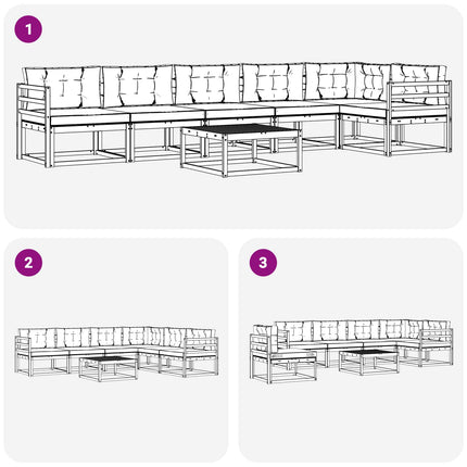 Utomhussoffset 7 pcs Vit och ljusgrå 79 x 79 x 37 cm Polyester