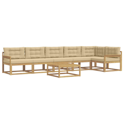 Utomhussoffset 7 st Vit och Beige Polyester