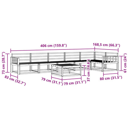 Utomhussoffset 7 pcs Vit 79 x 79 x 37 cm Massivt Akaciaträ