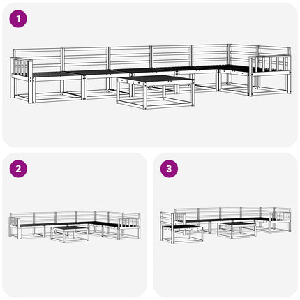 Utomhussoffset 7 pcs Vit 79 x 79 x 37 cm Massivt Akaciaträ