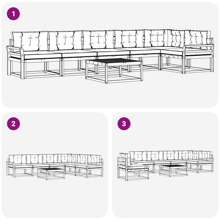 Utomhussoffset 7 pcs Vit och ljusgrå 79 x 79 x 37 cm Polyester
