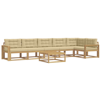 Utomhussoffset 7 st Vit och Beige Polyester