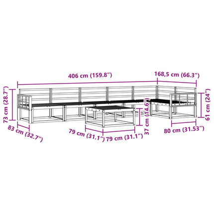 Utomhussoffset 7 pcs Vit 79 x 79 x 37 cm Massivt Akaciaträ