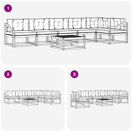 Utomhussoffset 7 pcs Vit och ljusgrå 79 x 79 x 37 cm Polyester