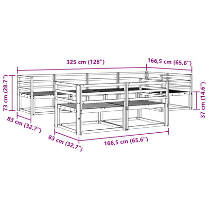 Utomhussoffset 8 pcs Vit 325 x 166,5 x 73 cm Massivt Akaciaträ