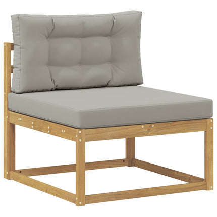 Utomhussoffset med kudde 6 pcs Vit och ljusgrå Polyester