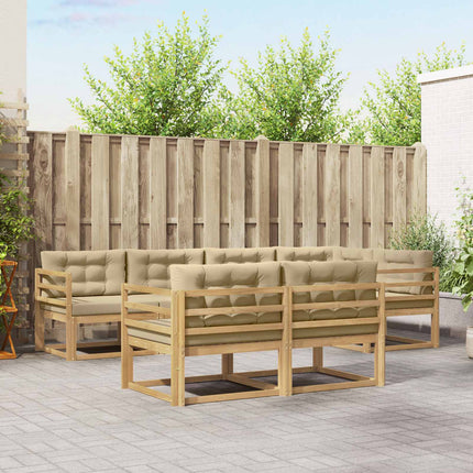 Utomhussoffset med kudde 6 pcs Vit och Beige Polyester