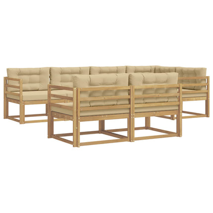 Utomhussoffset 6 st Vit och Beige Polyester